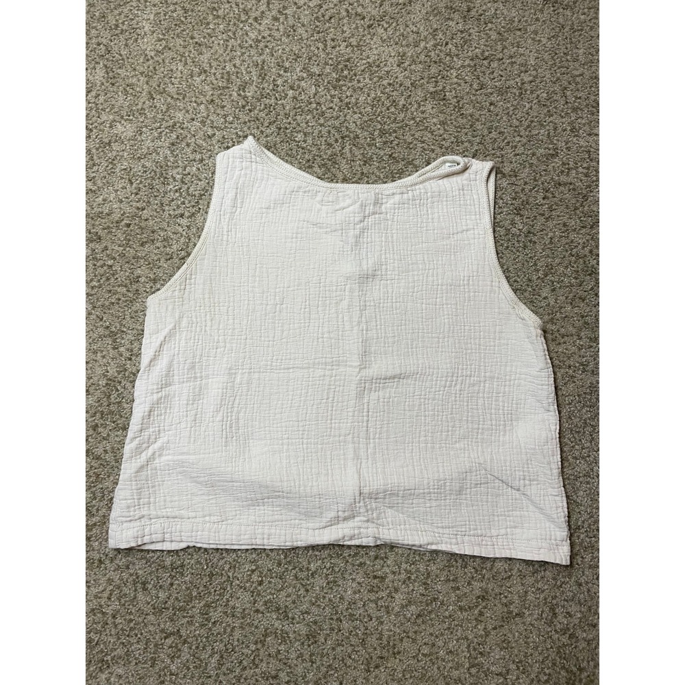 Cream Double Gauze Cotton Tank Top Boho Cottagecore Lagenlook Sleeveless Large